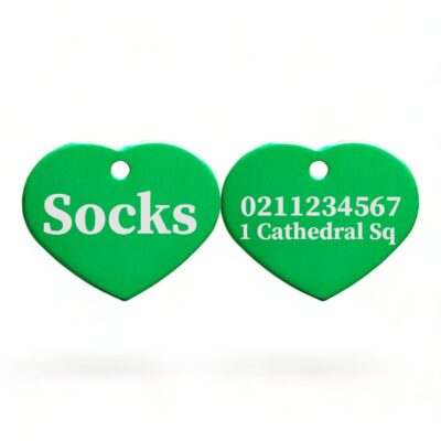 ⭐️Allpaws⭐️ - Name Front & 1 Number & Address Back | Heart Aluminum | Cat, Kitten & Dog ID Pet Tag - MediumSpringGreen