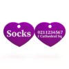 ⭐️Allpaws⭐️ - Name Front & 1 Number & Address Back | Heart Aluminum | Cat, Kitten & Dog ID Pet Tag - Purple