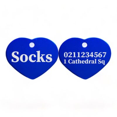 ⭐️Allpaws⭐️ - Name Front & 1 Number & Address Back | Heart Aluminum | Cat, Kitten & Dog ID Pet Tag - RoyalBlue