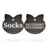 ⭐️Allpaws⭐️ - Name Front & 2 Numbers Back Cat Ears | Mirror Stainless | Cat ID Pet Tag - Black