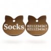 ⭐️Allpaws⭐️ - Name Front & 2 Numbers Back Cat Ears | Mirror Stainless | Cat ID Pet Tag - BurlyWood