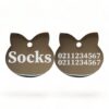 ⭐️Allpaws⭐️ - Name Front & 2 Numbers Back Cat Ears | Mirror Stainless | Cat ID Pet Tag - Silver