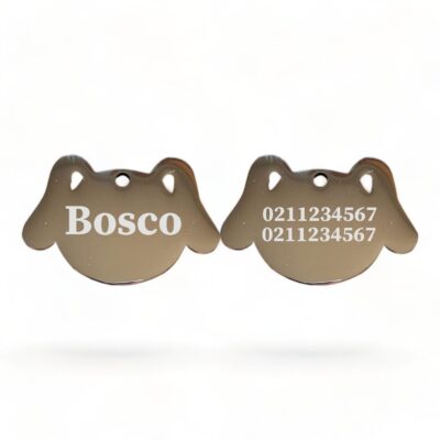 ⭐️Allpaws⭐️ - Name Front & 2 Numbers Back Dog | Mirror Stainless | Dog ID Pet Tag - Silver