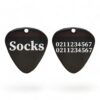 ⭐️Allpaws⭐️ - Name Front & 2 Numbers Back Guitar Pick | Mirror Stainless | Dog & Cat ID Pet Tag - Black