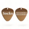 ⭐️Allpaws⭐️ - Name Front & 2 Numbers Back Guitar Pick | Mirror Stainless | Dog & Cat ID Pet Tag - BurlyWood