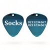 ⭐️Allpaws⭐️ - Name Front & 2 Numbers Back Guitar Pick | Mirror Stainless | Dog & Cat ID Pet Tag - MidnightBlue