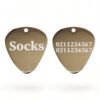 ⭐️Allpaws⭐️ - Name Front & 2 Numbers Back Guitar Pick | Mirror Stainless | Dog & Cat ID Pet Tag - Silver