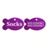 ⭐️Allpaws⭐️ - Name Front & 2 Numbers Back | Fish Aluminum | Cat, Kitten & Dog ID Pet Tag - Purple