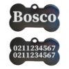 ⭐️Allpaws⭐️ - Name Front & 2 Numbers Back | Mirror Stainless | Bone Dog ID Pet Tag - Black / Small