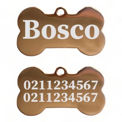 ⭐️Allpaws⭐️ - Name Front & 2 Numbers Back | Mirror Stainless | Bone Dog ID Pet Tag - BurlyWood / Small