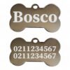 ⭐️Allpaws⭐️ - Name Front & 2 Numbers Back | Mirror Stainless | Bone Dog ID Pet Tag - Silver / Small