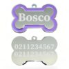 ⭐️Allpaws⭐️ - Name Front & 2 Numbers Back | Outline Bone | Dog ID Pet Tag - Purple
