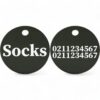 ⭐️Allpaws⭐️ - Name Front & 2 Numbers Back | Round Aluminium | Cat & Kitten ID Pet Tag - Black