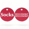 ⭐️Allpaws⭐️ - Name Front & 2 Numbers Back | Round Aluminium | Cat & Kitten ID Pet Tag - DeepPink