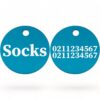 ⭐️Allpaws⭐️ - Name Front & 2 Numbers Back | Round Aluminium | Cat & Kitten ID Pet Tag - DodgerBlue