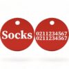 ⭐️Allpaws⭐️ - Name Front & 2 Numbers Back | Round Aluminium | Cat & Kitten ID Pet Tag - Firebrick