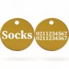 ⭐️Allpaws⭐️ - Name Front & 2 Numbers Back | Round Aluminium | Cat & Kitten ID Pet Tag - Gold