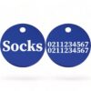 ⭐️Allpaws⭐️ - Name Front & 2 Numbers Back | Round Aluminium | Cat & Kitten ID Pet Tag - RoyalBlue