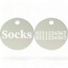 ⭐️Allpaws⭐️ - Name Front & 2 Numbers Back | Round Aluminium | Cat & Kitten ID Pet Tag - Silver