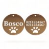 ⭐️Allpaws⭐️ - Name Front & 2 Numbers Back Round Paw Print | Mirror Stainless | Cat & Dog ID Pet Tag - BurlyWood / Large (Dog)