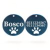 ⭐️Allpaws⭐️ - Name Front & 2 Numbers Back Round Paw Print | Mirror Stainless | Cat & Dog ID Pet Tag - MidnightBlue / Large (Dog)