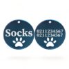⭐️Allpaws⭐️ - Name Front & 2 Numbers Back Round Paw Print | Mirror Stainless | Cat & Dog ID Pet Tag - MidnightBlue / Small (Cat)