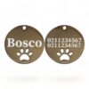 ⭐️Allpaws⭐️ - Name Front & 2 Numbers Back Round Paw Print | Mirror Stainless | Cat & Dog ID Pet Tag - Silver / Large (Dog)