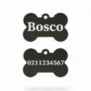 ⭐️Allpaws⭐️ - Name Front & Number Back | Bone Aluminium | Dog ID Pet Tag - Black
