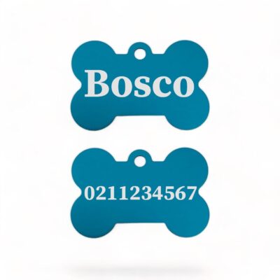 ⭐️Allpaws⭐️ - Name Front & Number Back | Bone Aluminium | Dog ID Pet Tag - DodgerBlue