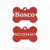 ⭐️Allpaws⭐️ - Name Front & Number Back | Bone Aluminium | Dog ID Pet Tag - Firebrick