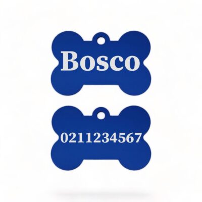 ⭐️Allpaws⭐️ - Name Front & Number Back | Bone Aluminium | Dog ID Pet Tag - RoyalBlue