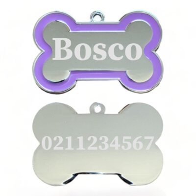 ⭐️Allpaws⭐️ - Name Front & Number Back | Outline Bone | Dog ID Pet Tag - LightBlue