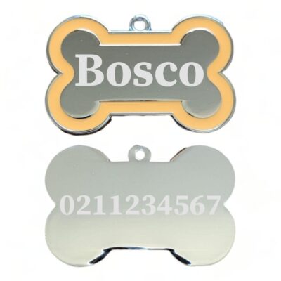 ⭐️Allpaws⭐️ - Name Front & Number Back | Outline Bone | Dog ID Pet Tag - Orange