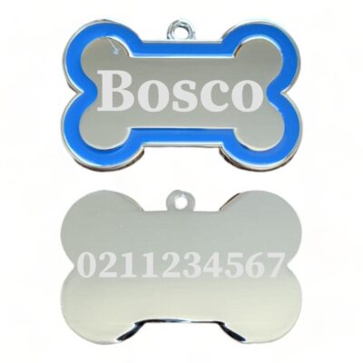 ⭐️Allpaws⭐️ - Name Front & Number Back | Outline Bone | Dog ID Pet Tag - RoyalBlue
