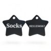 ⭐️Allpaws⭐️ - Name Front & Number Back | Star Aluminum | Cat, Kitten & Dog ID Pet Tag - Black / Small (Cat)