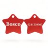 ⭐️Allpaws⭐️ - Name Front & Number Back | Star Aluminum | Cat, Kitten & Dog ID Pet Tag - Firebrick / Dog (Large)
