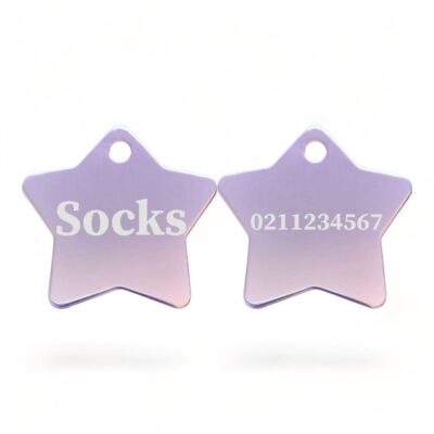 ⭐️Allpaws⭐️ - Name Front & Number Back | Star Aluminum | Cat, Kitten & Dog ID Pet Tag - LightPink / Small (Cat)