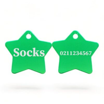 ⭐️Allpaws⭐️ - Name Front & Number Back | Star Aluminum | Cat, Kitten & Dog ID Pet Tag - MediumSpringGreen / Small (Cat)