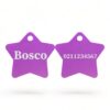 ⭐️Allpaws⭐️ - Name Front & Number Back | Star Aluminum | Cat, Kitten & Dog ID Pet Tag - Purple / Dog (Large)