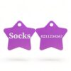 ⭐️Allpaws⭐️ - Name Front & Number Back | Star Aluminum | Cat, Kitten & Dog ID Pet Tag - Purple / Small (Cat)