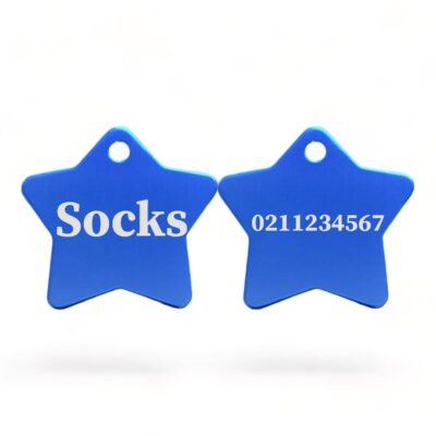 ⭐️Allpaws⭐️ - Name Front & Number Back | Star Aluminum | Cat, Kitten & Dog ID Pet Tag - RoyalBlue / Small (Cat)
