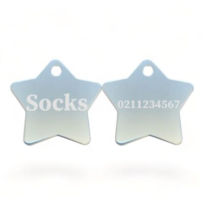 ⭐️Allpaws⭐️ - Name Front & Number Back | Star Aluminum | Cat, Kitten & Dog ID Pet Tag - Silver / Small (Cat)