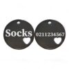 ⭐️Allpaws⭐️ - Name Front & Number Back Round Heart | Mirror Stainless | Cat & Dog ID Pet Tag - Black / Small ( Cat)