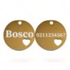 ⭐️Allpaws⭐️ - Name Front & Number Back Round Heart | Mirror Stainless | Cat & Dog ID Pet Tag - Gold / Large (Dog)