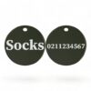 ⭐️Allpaws⭐️ - Name Front & Number Back Round | Mirror Stainless | Cat ID Pet Tag - Black
