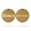 ⭐️Allpaws⭐️ - Name Front & Number Back Round | Mirror Stainless | Dog ID Pet Tag - Gold