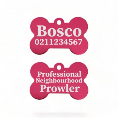 ⭐️Allpaws⭐️ - Professional Neighbourhood Prowler | Bone Aluminium | Dog ID Pet Tag - DeepPink