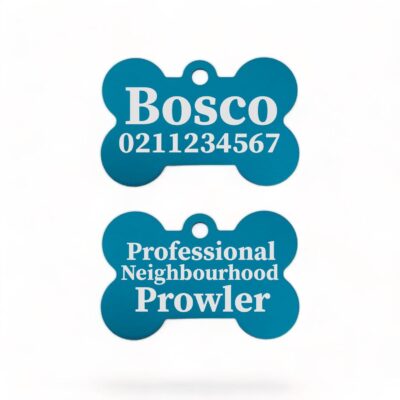 ⭐️Allpaws⭐️ - Professional Neighbourhood Prowler | Bone Aluminium | Dog ID Pet Tag - DodgerBlue