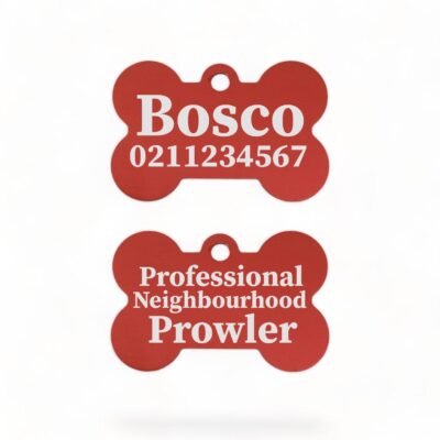 ⭐️Allpaws⭐️ - Professional Neighbourhood Prowler | Bone Aluminium | Dog ID Pet Tag - FireBrick