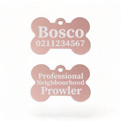 ⭐️Allpaws⭐️ - Professional Neighbourhood Prowler | Bone Aluminium | Dog ID Pet Tag - LightPink